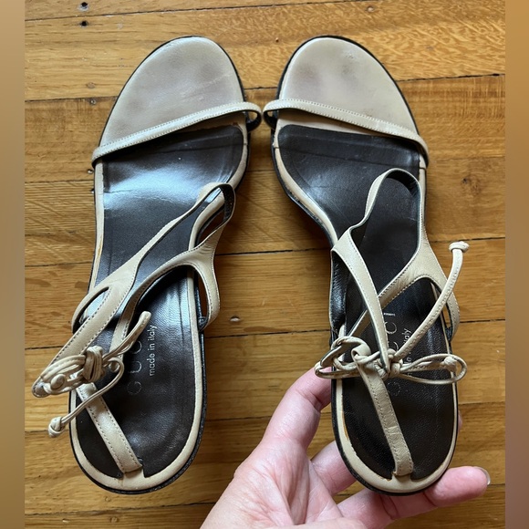 Gucci nude tan 9 9B sexy strappy high heels neutral sandals beige stilettos